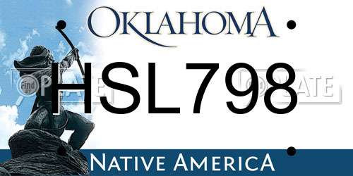 HSL798 Oklahoma License Plate
