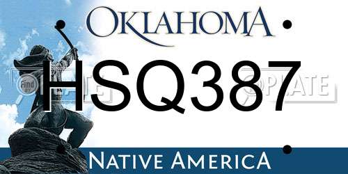 HSQ387 Oklahoma License Plate