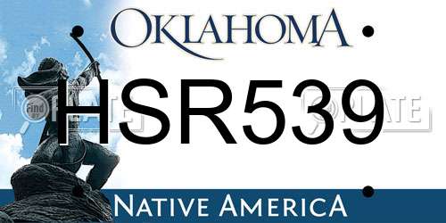 HSR539 Oklahoma License Plate