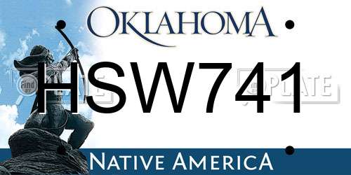 HSW741 Oklahoma License Plate