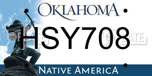 HSY708 Oklahoma License Plate