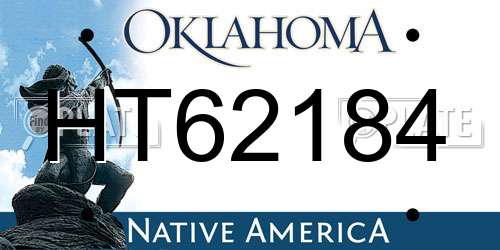 HT62184 Oklahoma License Plate