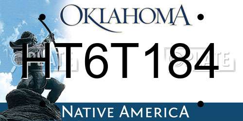 HT6T184 Oklahoma License Plate