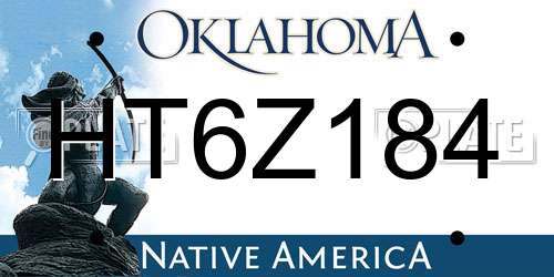 HT6Z184 Oklahoma License Plate