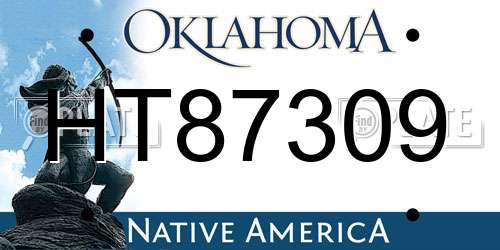HT87309 Oklahoma License Plate