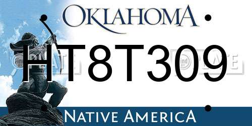 HT8T309 Oklahoma License Plate