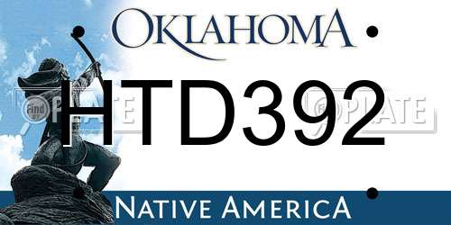 HTD392 Oklahoma License Plate