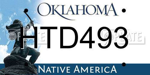HTD493 Oklahoma License Plate