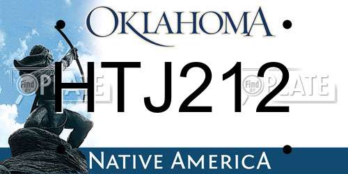 HTJ212 Oklahoma License Plate
