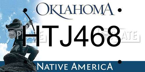 HTJ468 Oklahoma License Plate