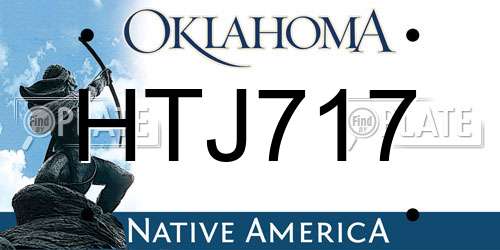 HTJ717 Oklahoma License Plate