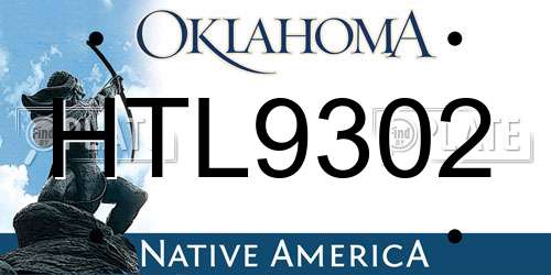 HTL9302 Oklahoma License Plate
