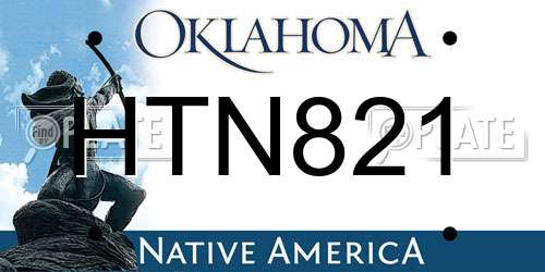 HTN821 Oklahoma License Plate