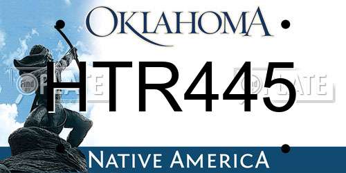 HTR445 Oklahoma License Plate