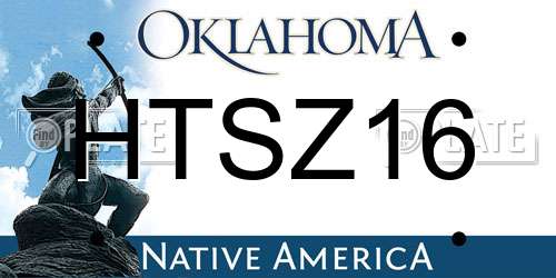 HTSZ16 Oklahoma License Plate