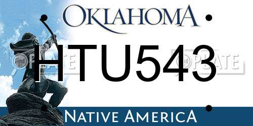HTU543 Oklahoma License Plate