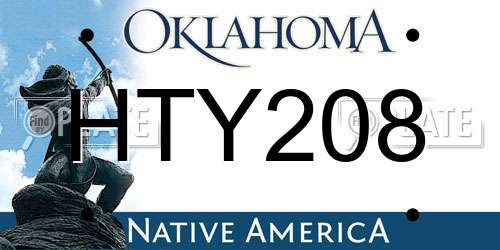 HTY208 Oklahoma License Plate