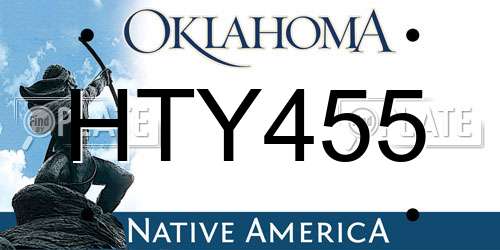 HTY455 Oklahoma License Plate