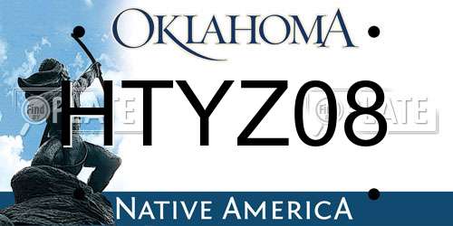 HTYZ08 Oklahoma License Plate