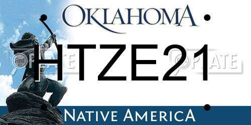 HTZE21 Oklahoma License Plate