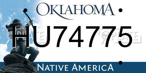 HU74775 Oklahoma License Plate