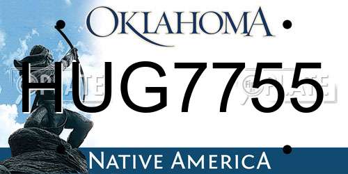 HUG7755 Oklahoma License Plate