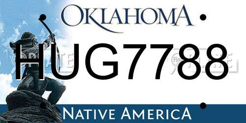 HUG7788 Oklahoma License Plate