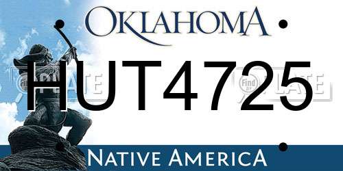 HUT4725 Oklahoma License Plate