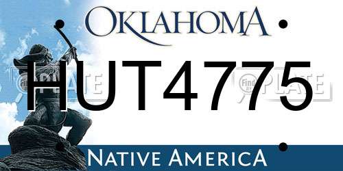 HUT4775 Oklahoma License Plate