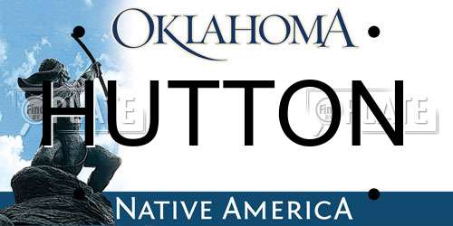 HUTTON Oklahoma License Plate