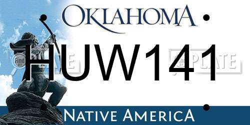 HUW141 Oklahoma License Plate