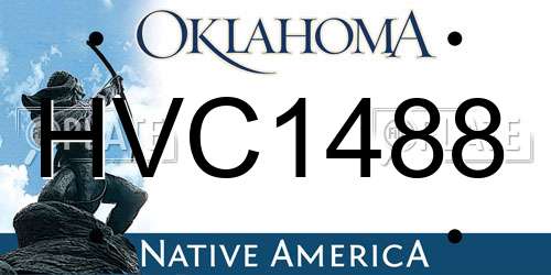 HVC1488 Oklahoma License Plate