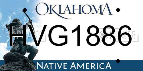 HVG1886 Oklahoma License Plate