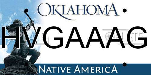 HVGAAAG Oklahoma License Plate