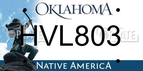 HVL803 Oklahoma License Plate