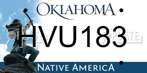 HVU183 Oklahoma License Plate