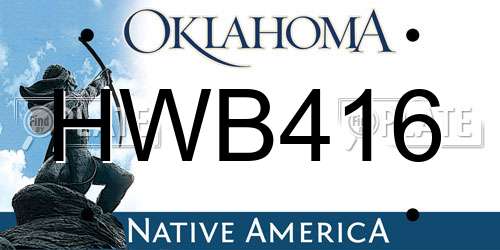 HWB416 Oklahoma License Plate