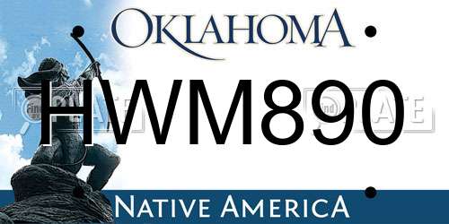 HWM890 Oklahoma License Plate