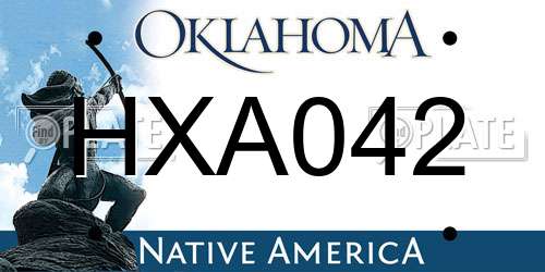 HXA042 Oklahoma License Plate