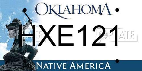 HXE121 Oklahoma License Plate