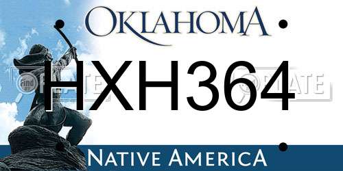 HXH364 Oklahoma License Plate