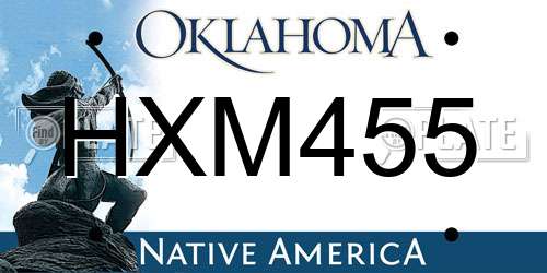 HXM455 Oklahoma License Plate