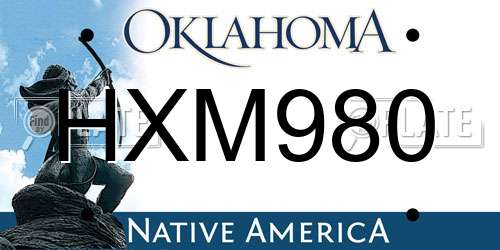 HXM980 Oklahoma License Plate