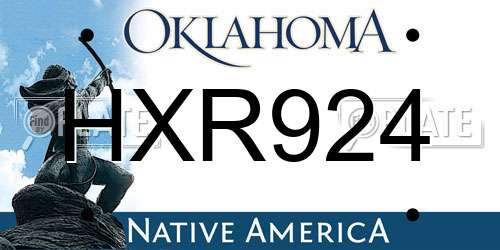 HXR924 Oklahoma License Plate