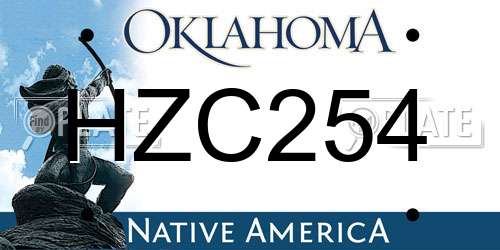 HZC254 Oklahoma License Plate