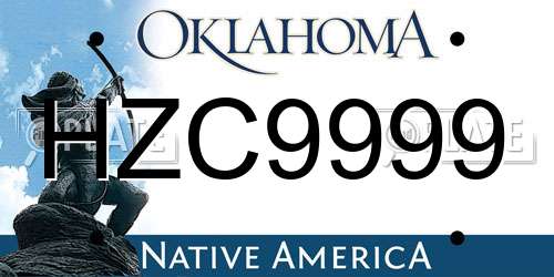 HZC9999 Oklahoma License Plate