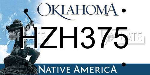 HZH375 Oklahoma License Plate