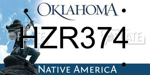 HZR374 Oklahoma License Plate