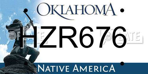 HZR676 Oklahoma License Plate
