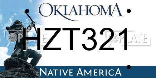 HZT321 Oklahoma License Plate